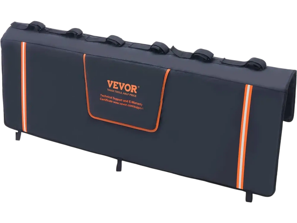 VEVOR Tailgate Bike Pad, 62" Truck Tailgate Pad Carry 6 Mountain Bikes, Tailgate Protection Pad with Reflective Strips and Tool Pockets, Tailgate Pad with Rear Camera Opening for Pickup Trucks