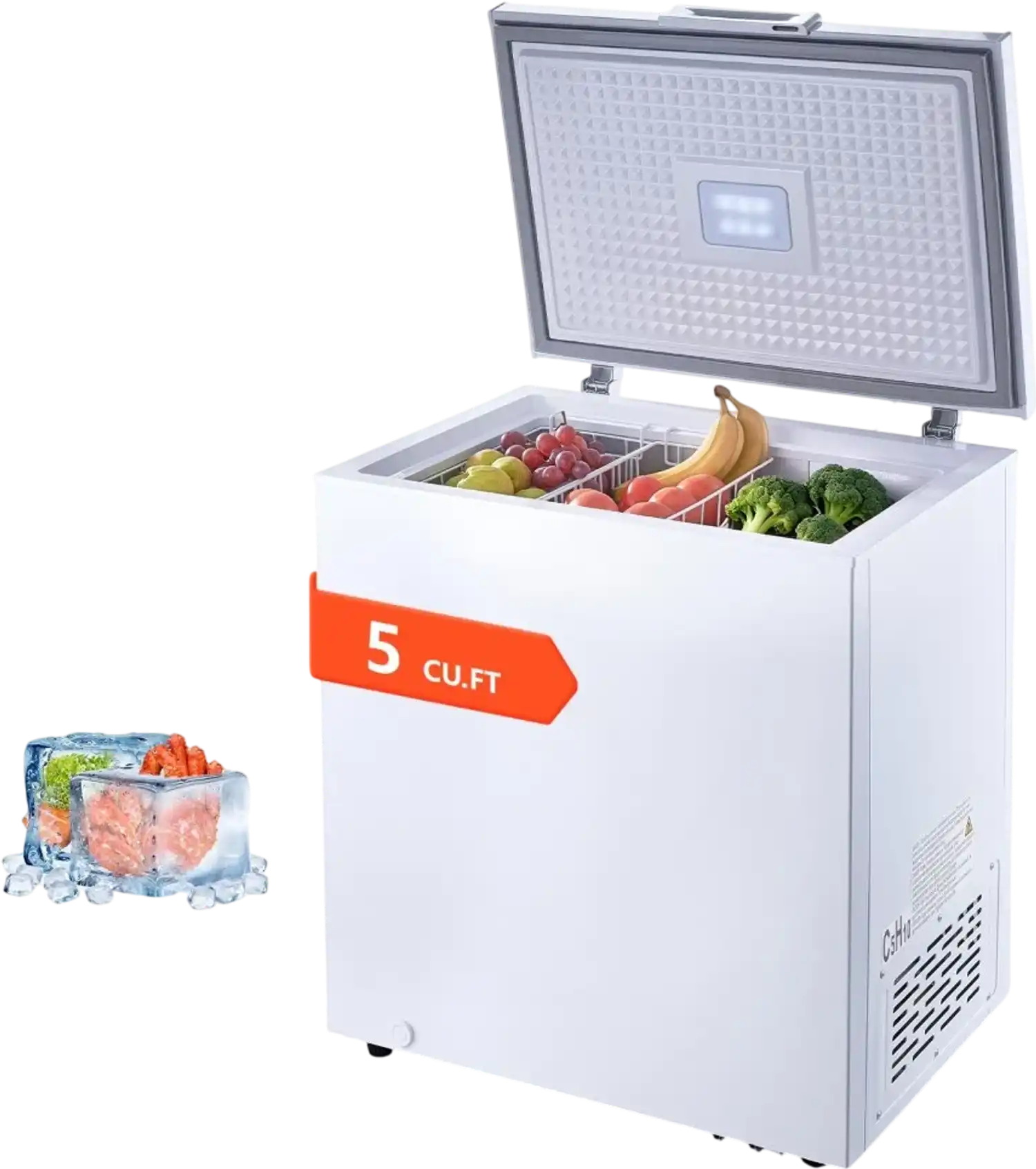 Vevor Chest Freezer 5 Cu. Ft. Compact Deep Freezer with 2 Removable Baskets White New