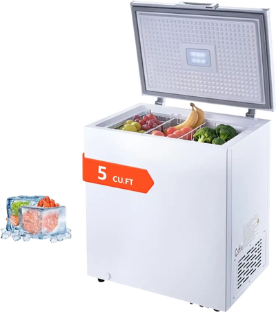 Vevor Chest Freezer 5 Cu. Ft. Compact Deep Freezer with 2 Removable Baskets White New
