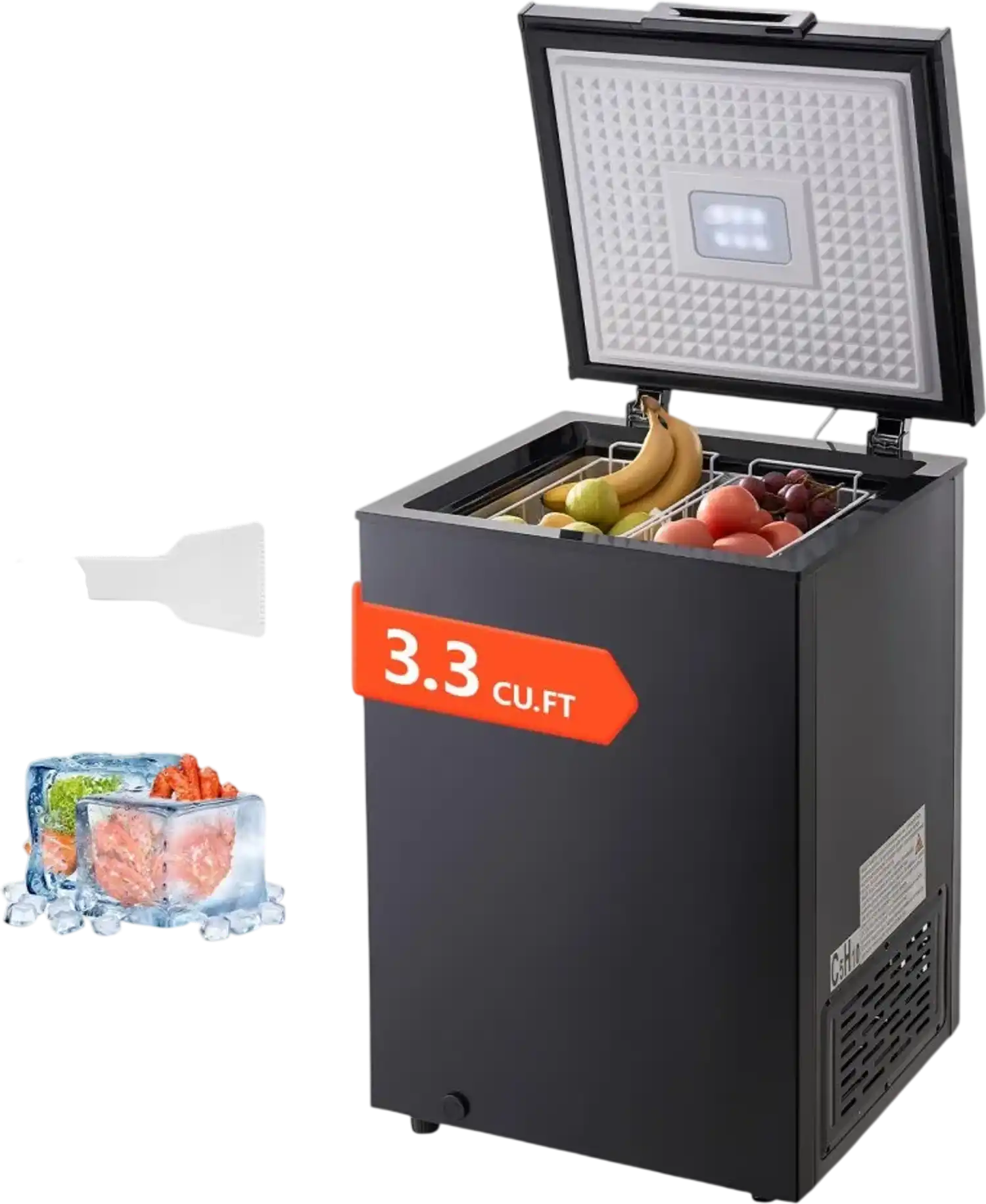 Vevor Chest Freezer 3.3 Cu. Ft. Compact Deep Freezer with 2 Removable Baskets Adjustable Thermostat Black New