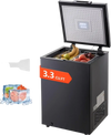 VEVOR Chest Freezer, 3.3 Cu.ft Compact Deep Freezer, Free Standing Top Open Door Chest Freezers with 2 Removable Baskets & Adjustable Thermostat - Energy Saving, Low Noise & Garage Ready, Black