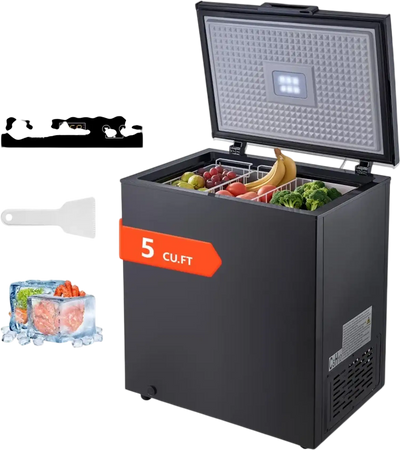 Vevor Chest Freezer 5 Cu. Ft. Compact Deep Freezer with 2 Removable Baskets Black New