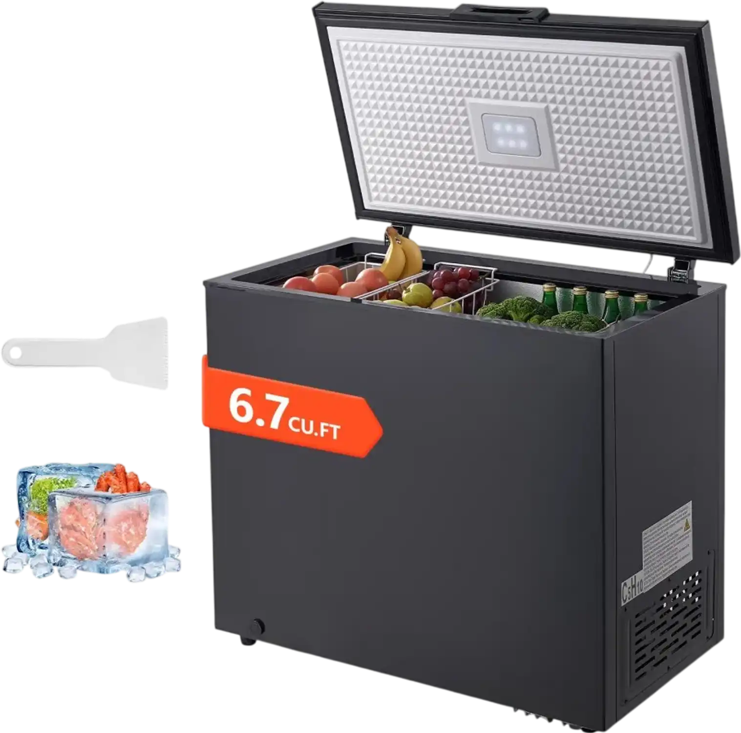 Vevor Chest Freezer 6.7 Cu. Ft. Compact Deep Freezer with 2 Removable Baskets Black New