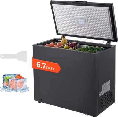 Vevor Chest Freezer 6.7 Cu. Ft. Compact Deep Freezer with 2 Removable Baskets Black New