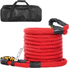 VEVOR 1\" x 31.5\' Recovery Tow Rope, 33,500 lbs, Heavy Duty Nylon Double Braided Kinetic Energy Rope with Loops and Protective Sleeves, for Truck Off-Road Vehicle ATV UTV, Carry Bag Included, Red
