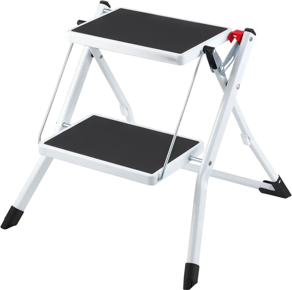 VEVOR Step Ladder 2-Step 330lbs Capacity, Ergonomic Folding Steel Step Stool with Wide Anti-Slip Pedal, Sturdy Step Stool for Adults Toddlers, Multi-Use for Household, Kitchen, Office, RVs