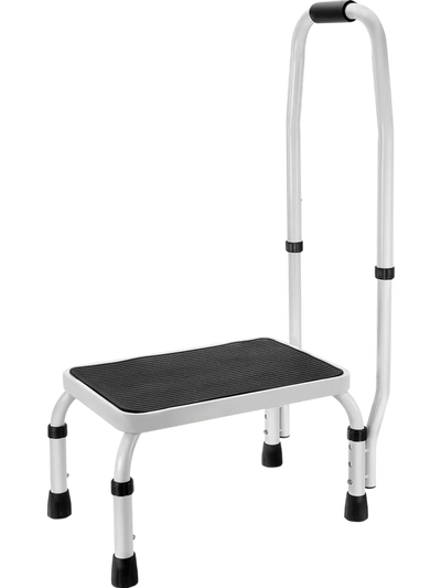 Vevor Step Stool 1-Step Adjustable Height Steel Ladder with Handle New