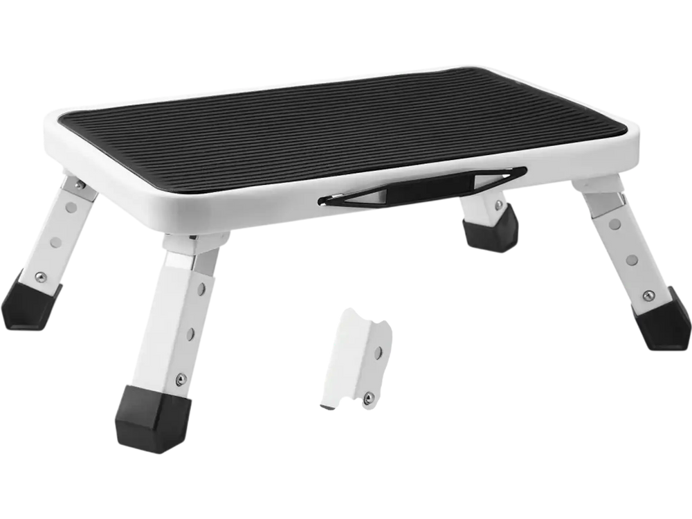 VEVOR Step Stool 1-Step 330lbs Capacity, Folding Steel Step Ladder 3 Adjustable Height, Portable Toddler Step Stools for Adults, Non-Slip Sturdy Step Ladders for Office, RVs, Pets, Bathrooms,Bedrooms