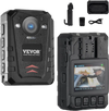 VEVOR 1440P HD Police Body Camera, 128GB Body Cam with Audio Video Recording Picture, Built-in 3500 mAh Battery, 2.0" LCD, Infrared Night Vision, Waterproof GPS Personal Body Cam for Law Enforcement