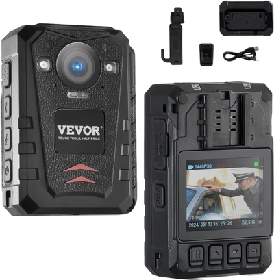 Vevor Body Camera 1440P HD 128GB Waterproof GPS Night Vision New