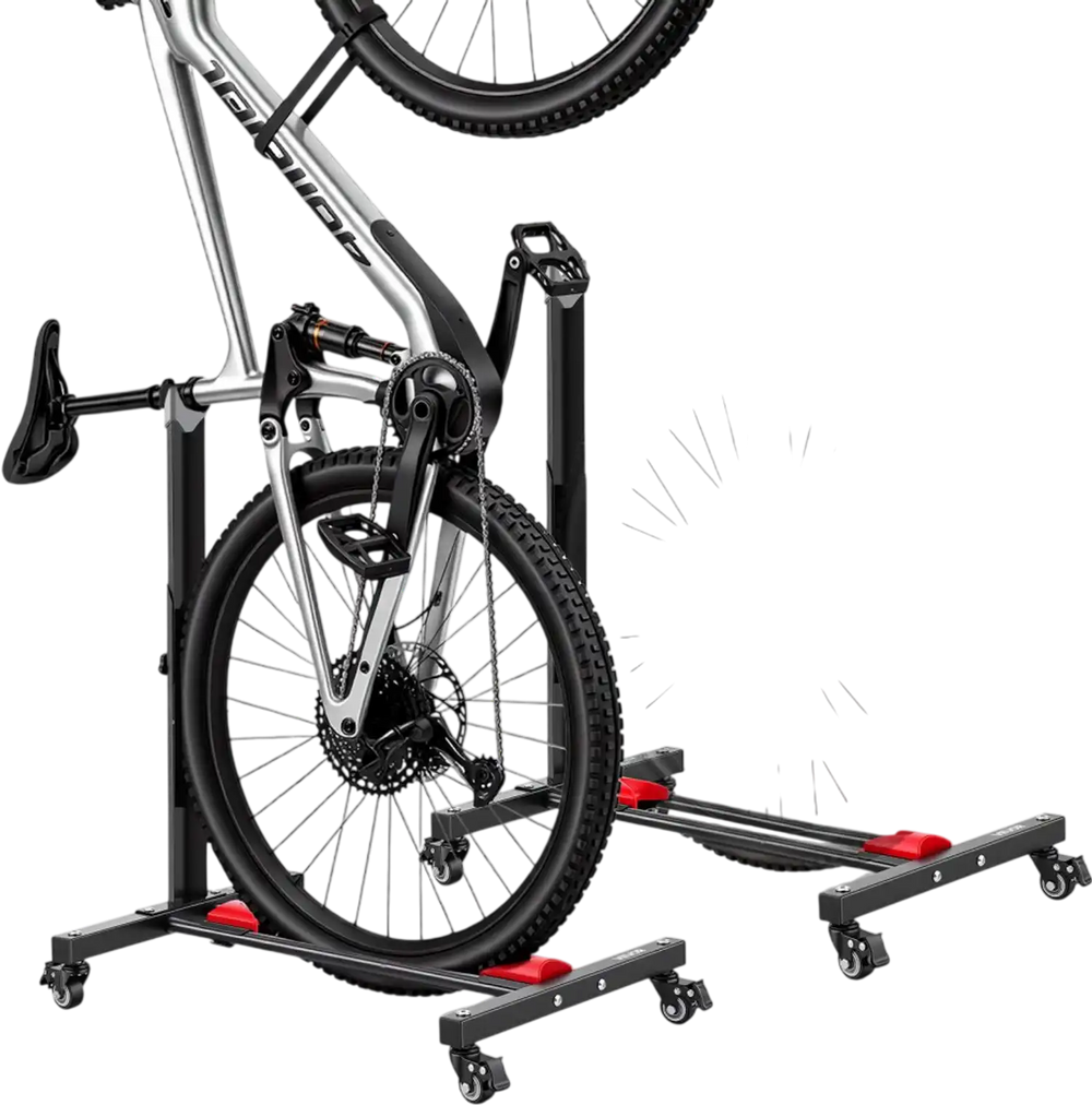 VEVOR Bike Stand 2 Pack, Freestanding Vertical & Horizontal Bike Storage Rack, with Lockable Casters, Height Adjustable Carbon Steel Upright Garage Bicycle Floor Stand, for 20-29 in Wheels, Black