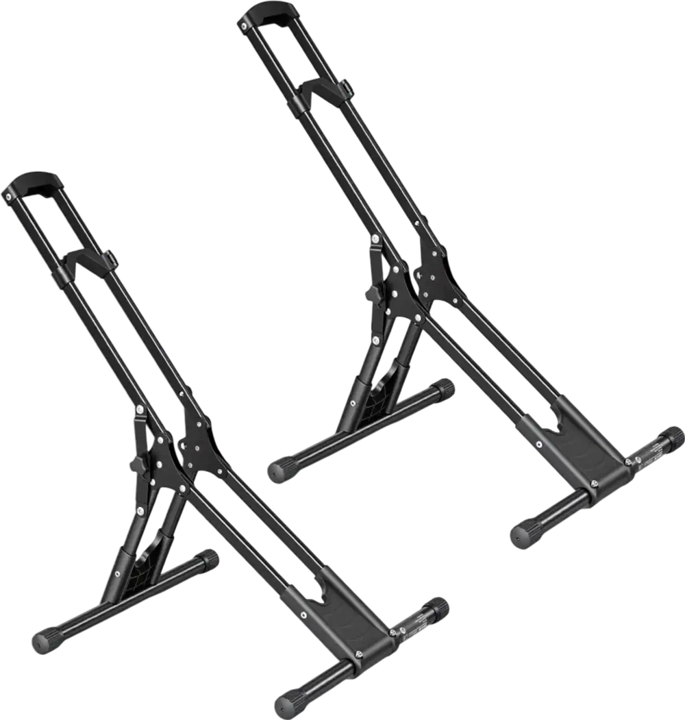 VEVOR Bike Stand 2 Pack, Foldable Freestanding Bike Storage Rack, Carbon Steel Garage Bicycle Floor Stand, Fits 20-29 in Wheel Diameters, Drill-Free Installation, for Garage, Apartment, Home, Black
