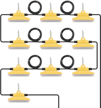 VEVOR 100FT Construction String Lights, 150W 15000LM, 10PCs String Work Light, 5000-5500K, IP65 Waterproof, with Hanging Hooks, for Construction Site, Temporary Lighting Indoor & Outdoor, ETL Listed