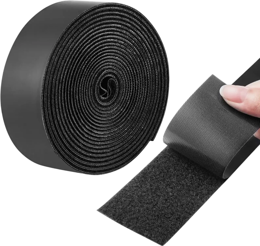 VEVOR 15 ft x 2 in Hook Loop Tape and 16.4 ft x 0.94 in Double-Side Strips,  Nylon Self Adhesive Heavy Duty Strips Roll,  Sticky Back Fastener Rolls for Home Office School and Crafting, Black + Red