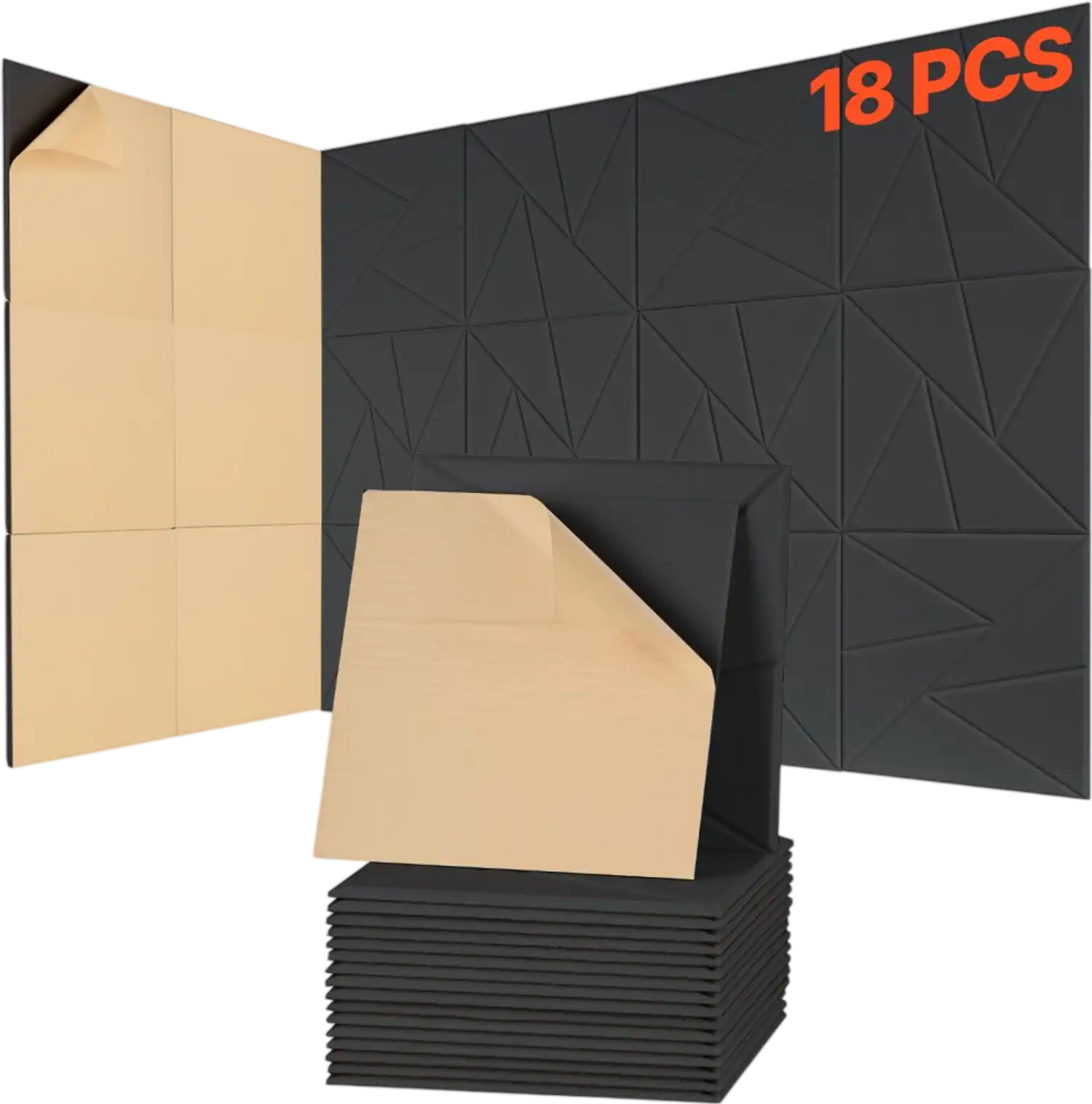 Vevor Acoustic Panels 18-Pack Self-Adhesive Soundproof Wall Panels Black New
