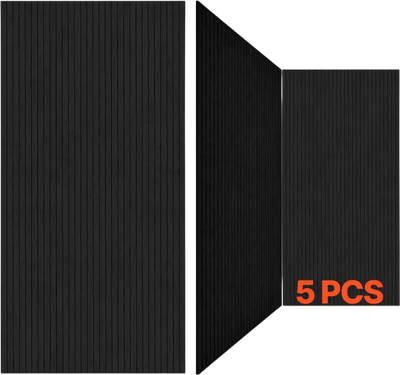 VEVOR 5 Pack Acoustic Panels with Self Adhesive, 47.2 x 23.6 x 0.4 inch Sound Proof Foam Panels, Polyester Fiber Soundproof Wall Panels High Density, for Home, Studio, Office, Theater, Black