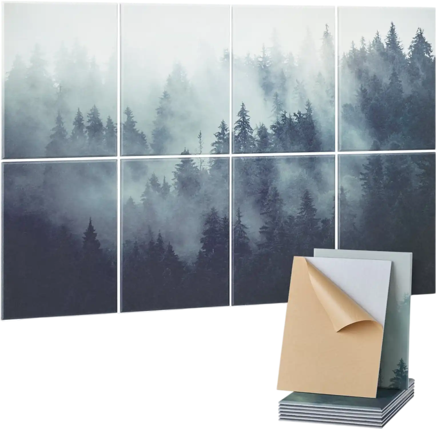 Vevor Acoustic Panels Self-Adhesive Soundproof Wall Tiles 8-Pack Forest New