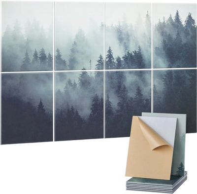 VEVOR 8 Pack Art Acoustic Panels, 63 x 23.62 x 0.4 inch Soundproof Wall Tiles, Self Adhesive Decorative Sound Dampening Absorbing Boards for Home, Office, Studio, Gaming Room,Theater,Forest