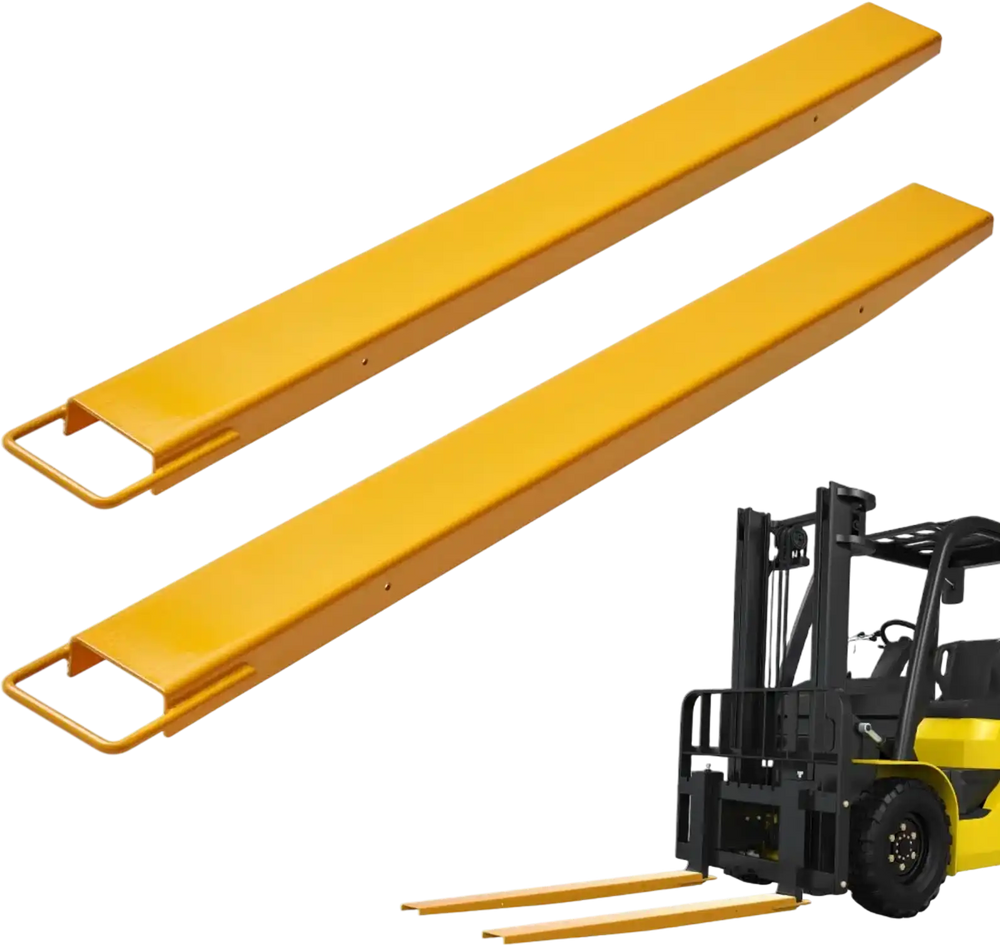 VEVOR Pallet Fork Extensions, 60" Length 4.5" Width, Heavy Duty Carbon Steel Fork Extensions for Forklifts, 1 Pair Forklift Extensions, Industrial Forklift Fork Attachments for Forklift Truck, Yellow