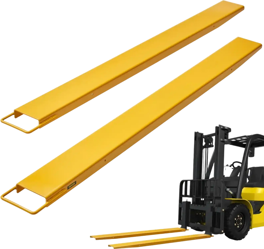 VEVOR Pallet Fork Extensions, 72" Length 4.5" Width, Heavy Duty Carbon Steel Fork Extensions for Forklifts, 1 Pair Forklift Extensions, Industrial Forklift Fork Attachments for Forklift Truck, Yellow