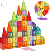 VEVOR Magnetic Tiles, 181 PCS Magnetic Building Blocks for Kids, Magnet Building Set with Car Bases/Ferris Wheel/Letter & Digital Cards, STEM Construction Stacking Toys for Toddlers Boys Girls Aged 5+