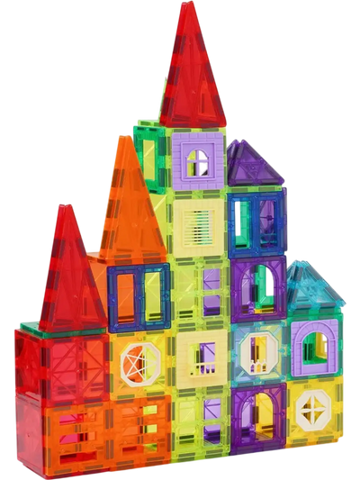 VEVOR Magnetic Tiles, 32 PCS Magnetic Building Blocks for Kids, Magnet Building Set with Storage Bag, STEM Sensory Educational Construction Stacking Toys Gift for Toddlers Boys and Girls 3+ Year Old