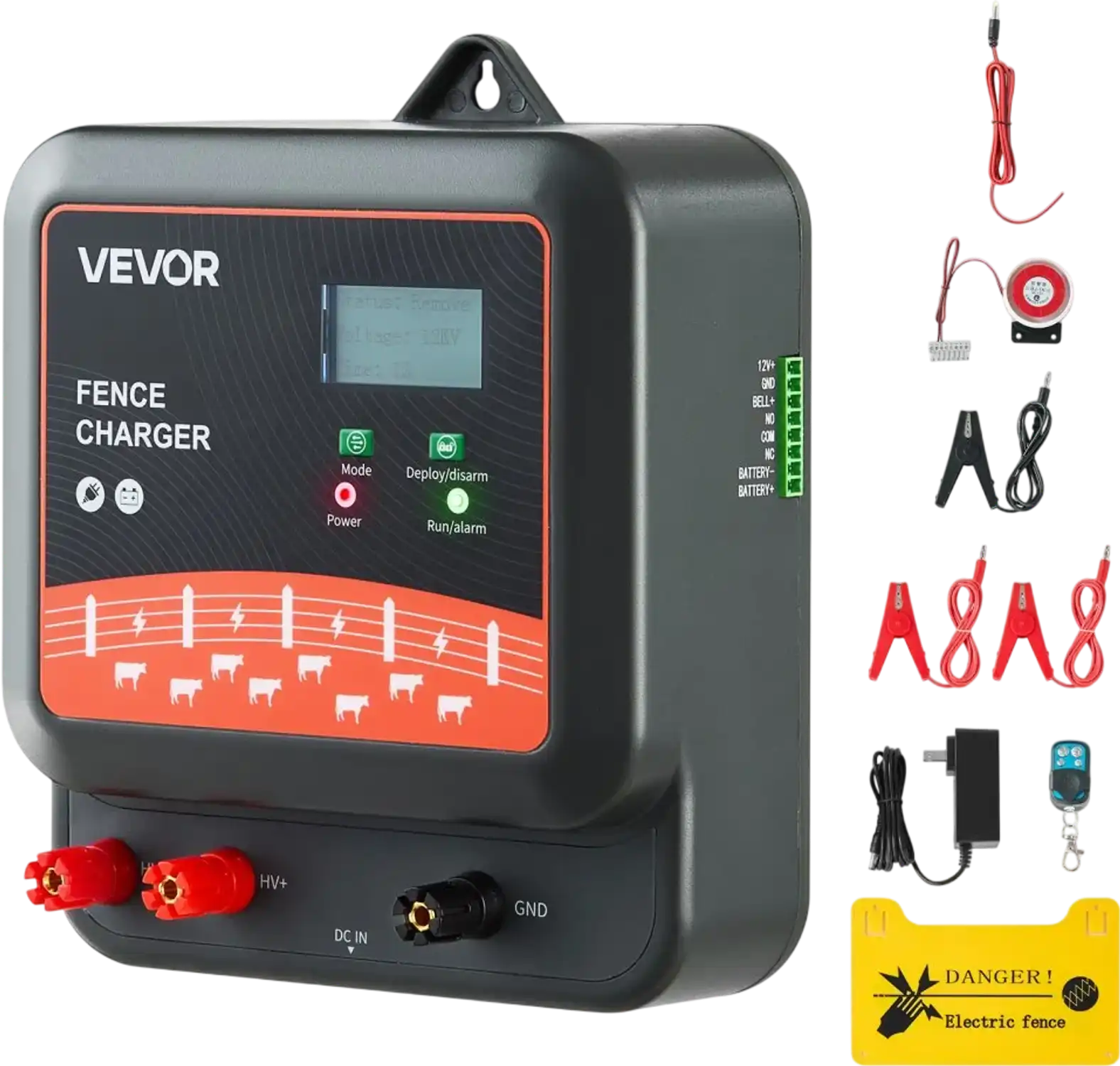 Vevor Electric Fence Charger Multi-Powered AC DC Energizer with Real-Time LED Display 6.2 Mile Range New