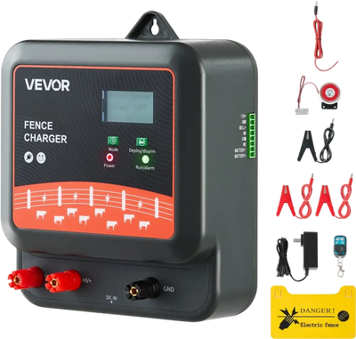 Vevor Electric Fence Charger Multi-Powered AC DC Energizer with Real-Time LED Display 6.2 Mile Range New