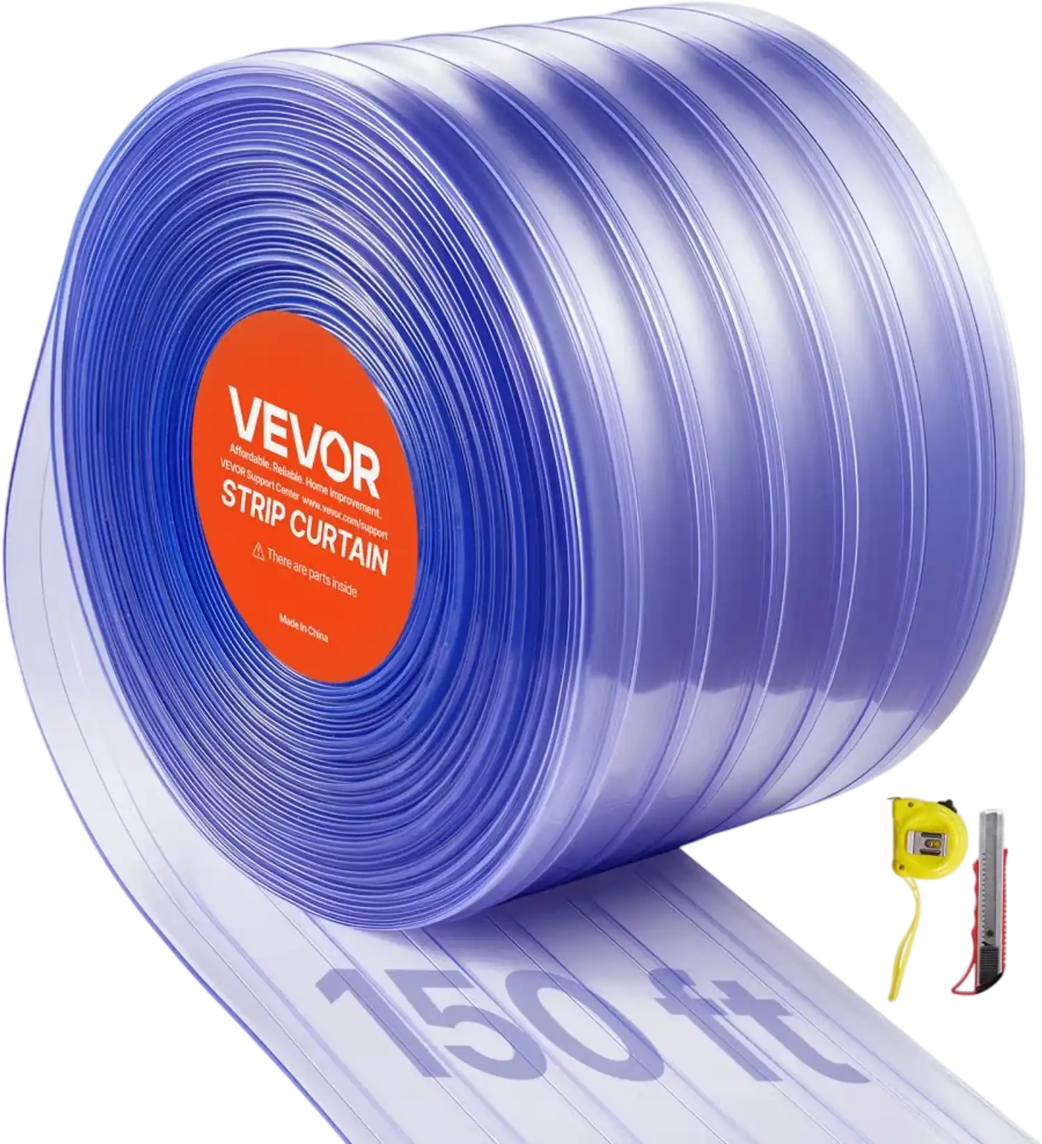 Vevor PVC Strip Curtain Clear Ribbed 150' x 12