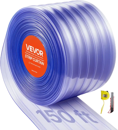 Vevor PVC Strip Curtain Clear Ribbed 150' x 12