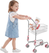 VEVOR Shopping Cart for Kids, Sturdy Metal Frame, Grocery Store Pretend Play Toy Cart with Baby Doll, Rolling Wheels, Basket, Toy Shopping Trolley, Folds for Easy Storage, for Kids & Toddlers Ages 3+