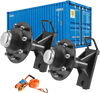 VEVOR Shipping Container Wheels 8-Lug Wheels Kit, Heavy Duty Shipping Container Axle with Ratchet Tie Down-Moves 20 ft - 40 ft, Secure Transport for Dock, Warehouse, Construction Site, Black