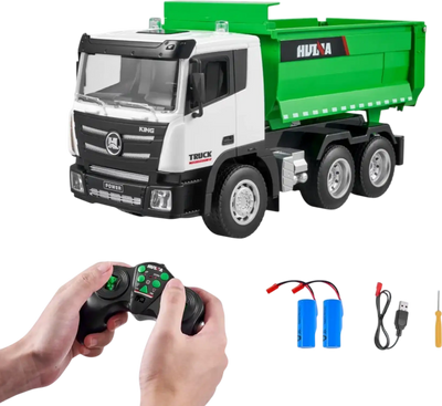 VEVOR RC Dump Truck Toy, 9-Channel 1:18 Scale, Remote Control Dump Truck RC Construction Vehicle Truck Toy with Light & 2 Rechargeable Batteries Birthday Gift for Toddlers Kids Boys and Girls Age 8+