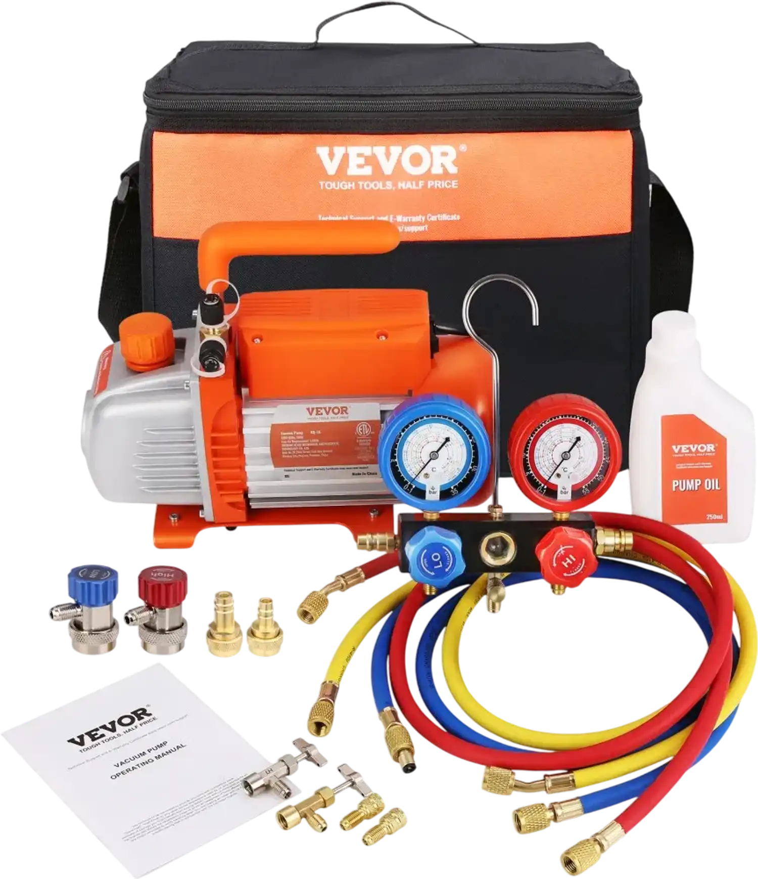 Vevor Vacuum Pump AC Vacuum Pump and Manifold Gauge Set New