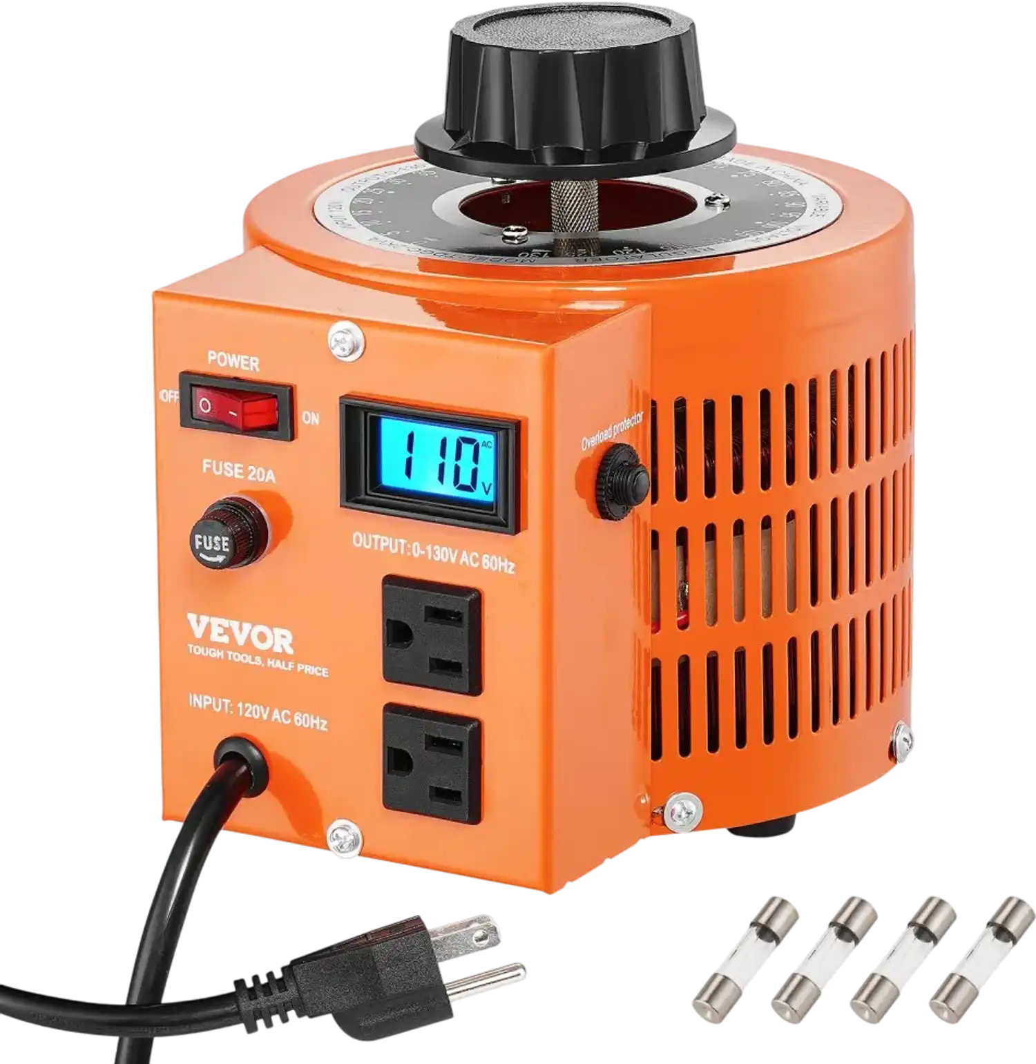 Vevor Variable Voltage Transformer 2000VA 15.3A 110V Input 0-130V Output with LCD Display New