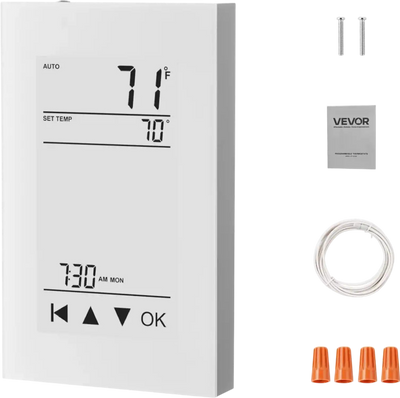 Vevor Thermostat 7-Day Programmable Underfloor Heating LCD Touchscreen Gray-White New