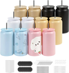 VEVOR Sublimation Tumblers, 12 Pack, 16 oz Multicolored Tumblers Bulk, Stainless Steel Sublimation Cups with Lids and Straws, Double Wall Insulated Tumbler Blank, for DIY Personalized Customization