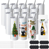 VEVOR 16 Pack Sublimation Tumblers 20oz Skinny Straight, Stainless Steel Sublimation Tumblers Blank, Stainless Steel Double Wall Tumbler for Heat Transfer Customized Gifts with Lid and Straw, Gift Box