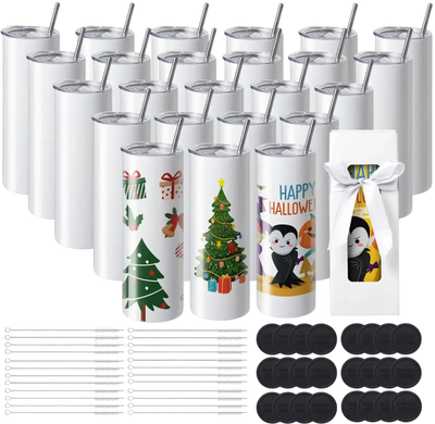 Vevor Tumblers 24-Pack 20 oz Straight Sublimation Stainless Steel Double-Wall Cups New