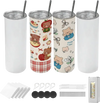 VEVOR Sublimation Tumblers, 4 Pack, 20 oz Skinny Straight Tumblers Bulk, Stainless Steel Sublimation Cups with Lids and Straws, Double Wall Insulated Tumbler Blank, for DIY Personalized Customization
