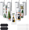 VEVOR 8 Pack 30 Oz Sublimation Tumblers, Skinny Straight Stainless Steel Blanks Cups, Stainless Steel Double Wall Tumbler for Heat Transfer Customized Gifts with Lid and Straw, Gift Box