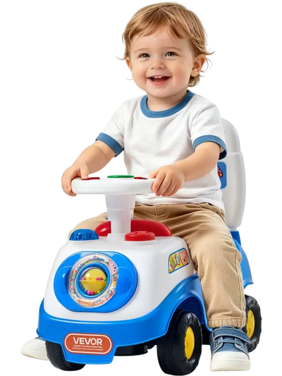 Vevor Ride-On Push Car Toddler Sit-to-Stand Toy with Music Steering Wheel, Horn & Under-Seat Storage New