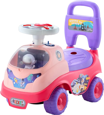 VEVOR Ride On Toddler Push Car, Push Car for Toddler 19 to 36 Months, Kids Ride On Toy with Horn & Music, 48.5 lbs Load Capacity, Under-seat Storage, Foot-to-Floor Walker for Toddlers Boys Girls, Pink