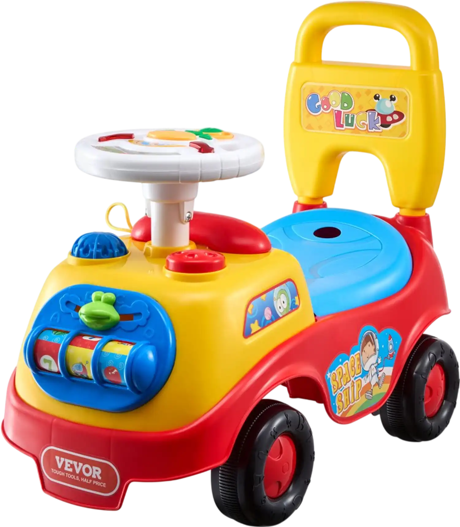 Vevor Ride On Push Car Toddler Sit-to-Stand Toy with Music Steering Wheel & Under-Seat Storage New