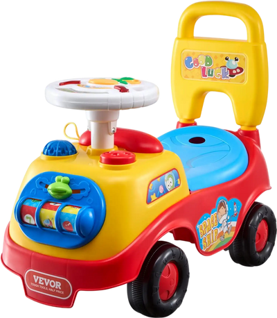 Vevor Ride On Push Car Toddler Sit-to-Stand Toy with Music Steering Wheel & Under-Seat Storage New