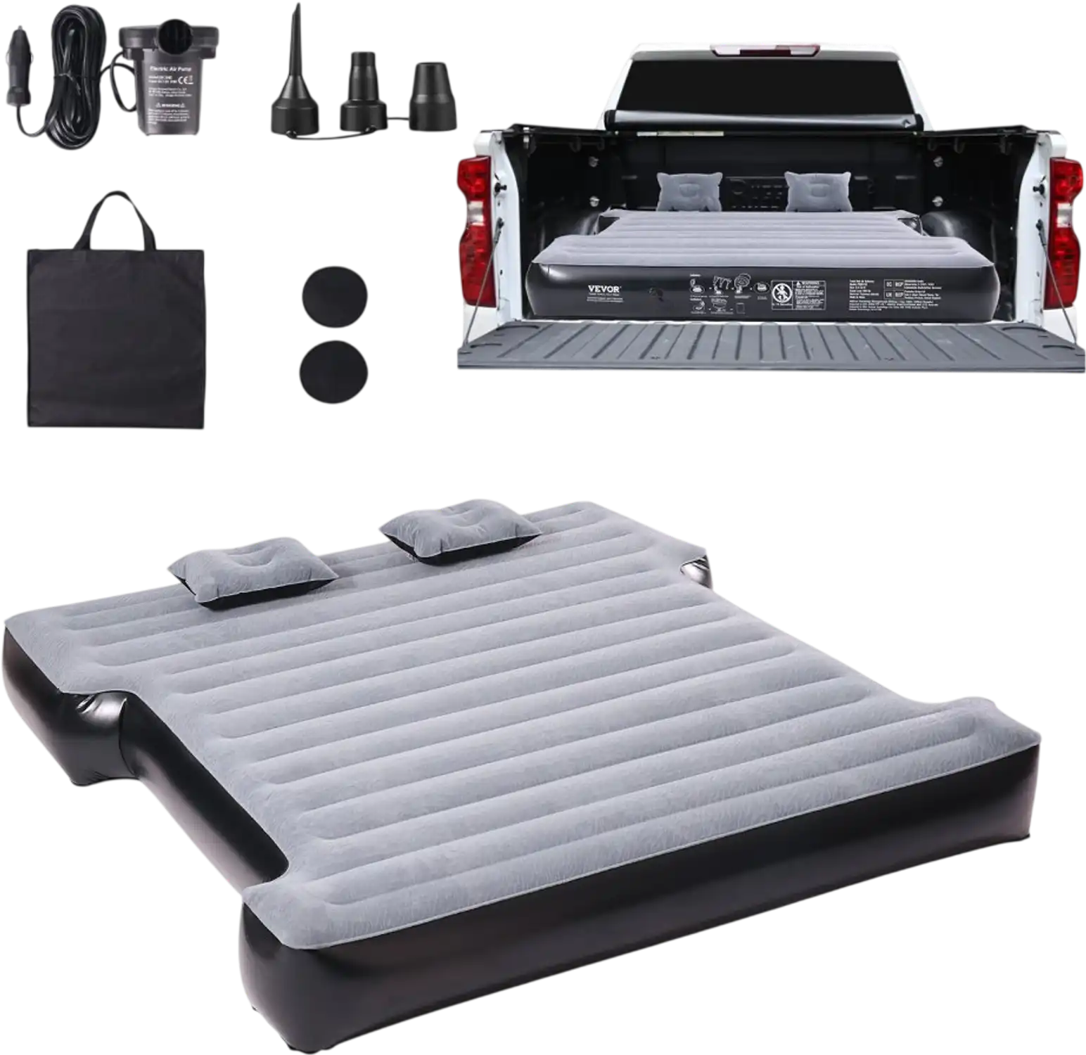 Vevor Air Mattress Truck Bed Camping Mattress for 5.5-5.8' Full Size Short Truck Beds with 12V Pump, 2 Pillows & Carry Bag New