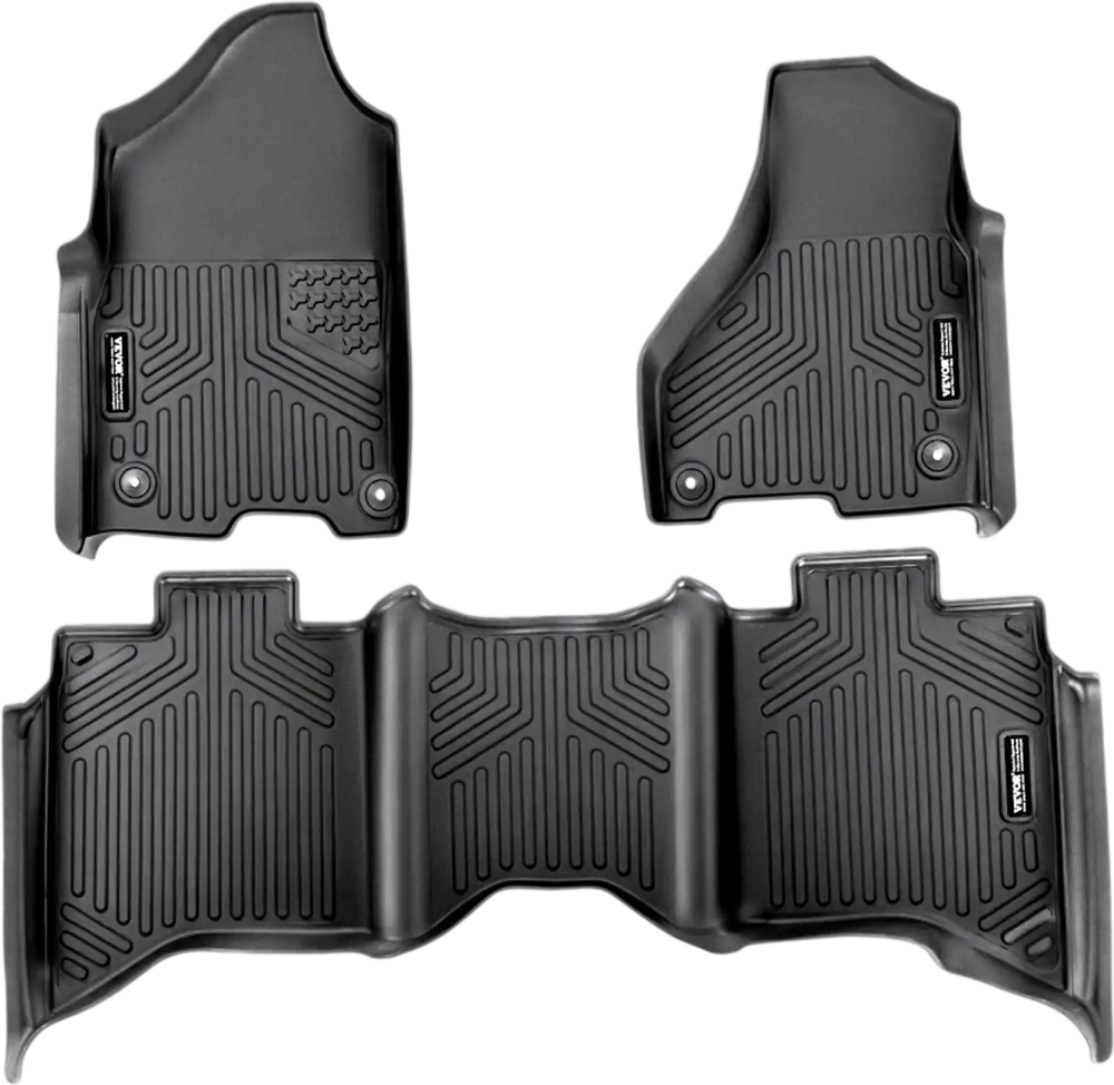 SKYSHALO Truck Floor Liners, Fits Dodge Ram 1500/2500/3500 & 1500 Classic 2013-2018/2019-2022(Crew Cab Only), Include 3 Front & Second Row Mats, Weather-Resistant TPE Custom Fit Mats for Pickup, Black