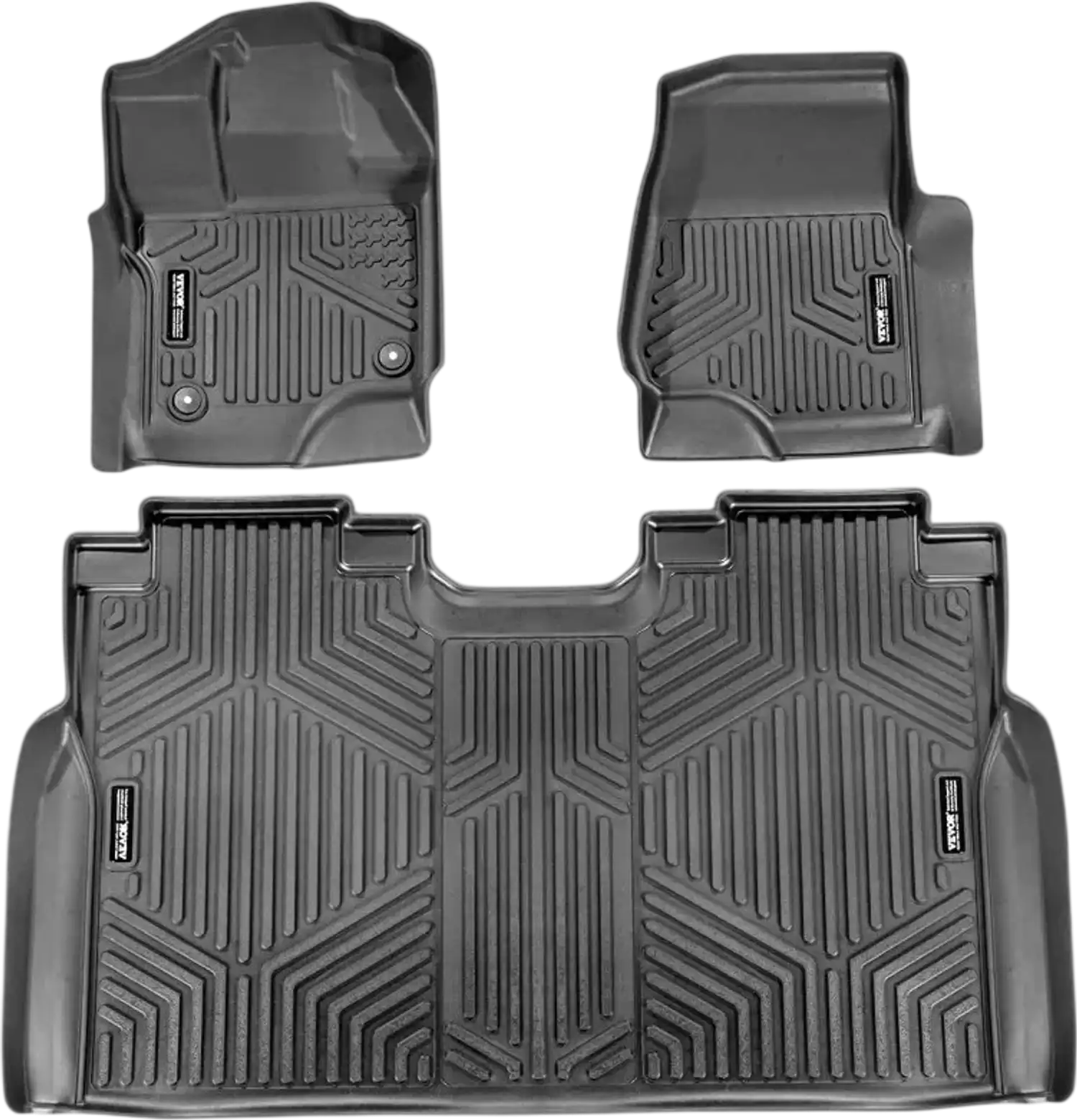 Vevor Floor Mats Ford F-150/F150 Lightning 2015-2024 SuperCrew 3-Piece Front & 2nd Row Liners Black New