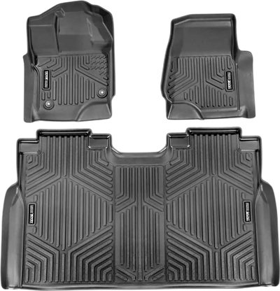 VEVOR Automotive Floor Mats, Fits for 2015-2024 Ford F-150 (Includes 2022-2024 Lightning) SuperCrew with Carpet & Without Fold Flat Storage, 3 pcs Front and 2nd Row Liners, Liners for Trucks, Black