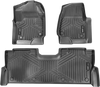 VEVOR Automotive Floor Mats, Fits for Ford F250 F350 F450 F550 2017-2024 2025 Super Duty Crew Cab Bucket Seat with Under Seat Storage, 3 pcs Front and 2nd Row Liners, Floor Liners for Trucks, Black